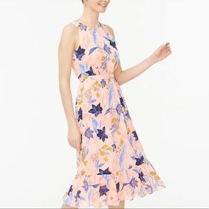 J.Crew Pink Floral Tiered Midi Dress NWT